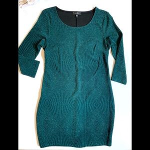 Emerald green glitter body con dress
